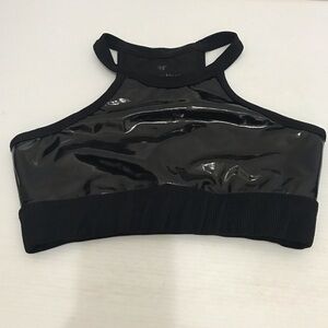 Heroine Sport Black High-Neck Patent Sports Bra Size S